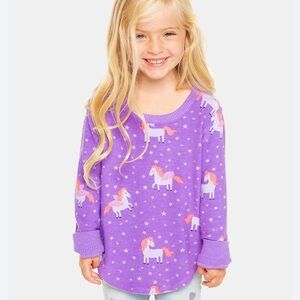 EUC Chaser purple glow in the dark unicorn long sleeve sweater. Size 2T.